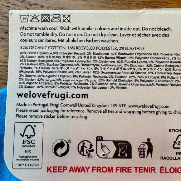 FRUGI Bee Little Knitted Leggings Girls 1-2Y NEW Blue Organic Cotton Tights NWT - Picture 7 of 7